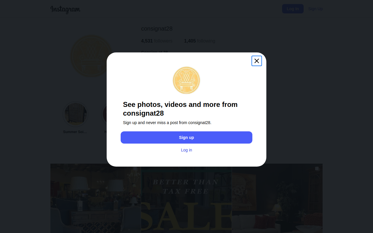 Consign On A Dime Furniture and Decor Consignment website preview