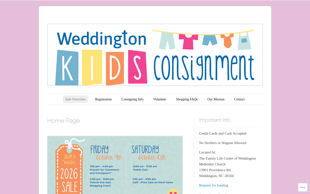 weddington kids consignmentsale website preview