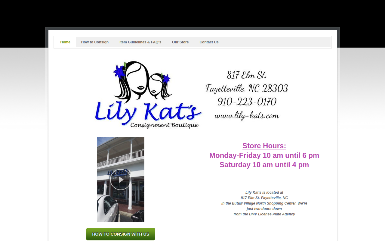 Lily Kat's Consignment Boutique website preview