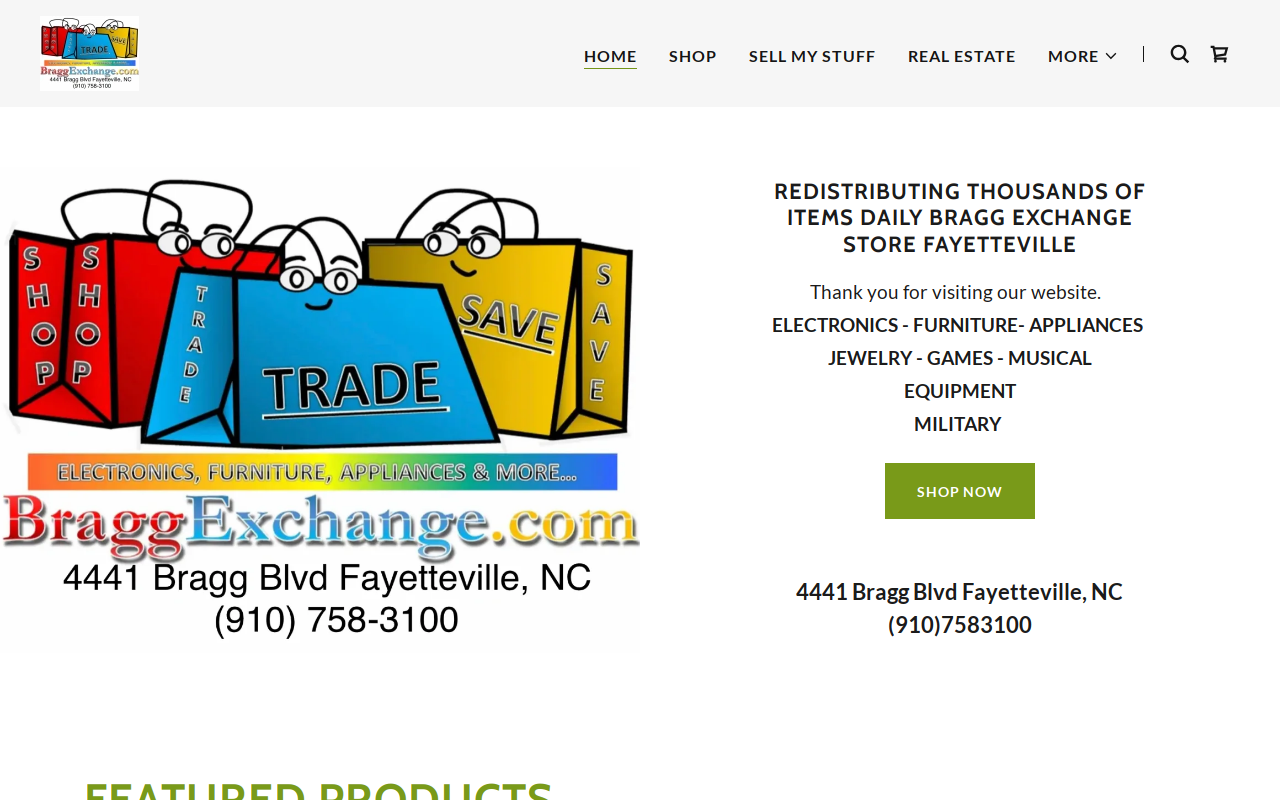 Bragg Exchange Store website preview
