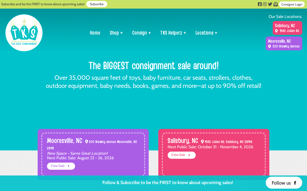 Teri Kidz Consignment Sale website preview