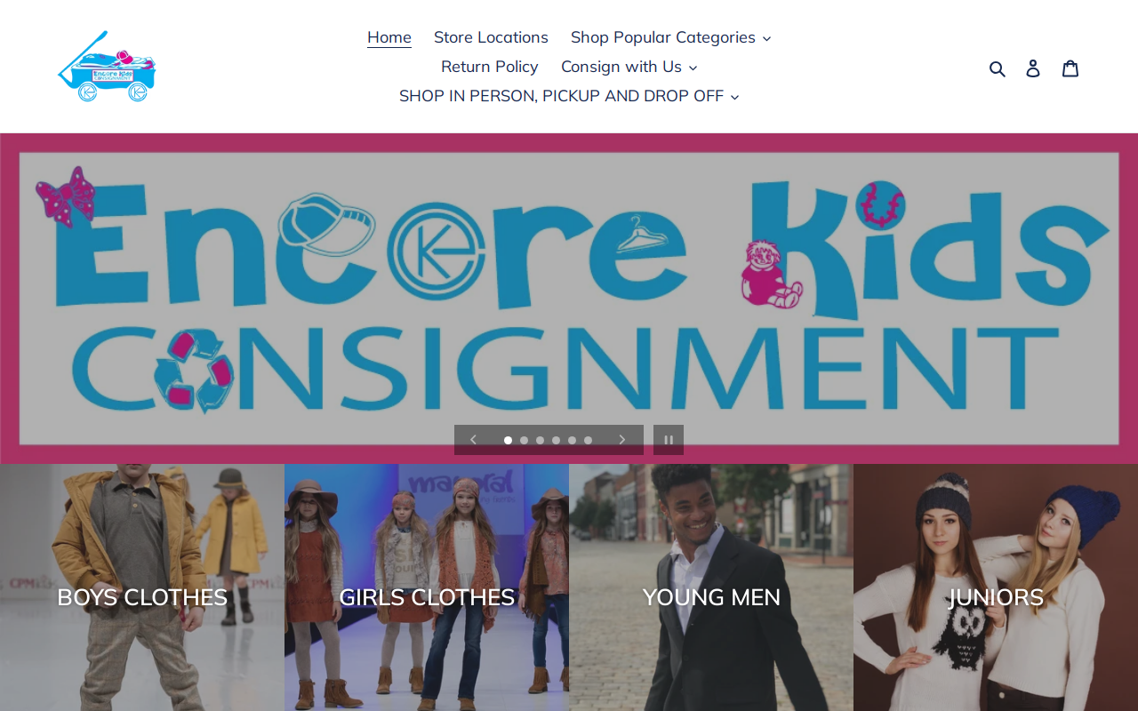 Encore Kids Consignment Kernersville website preview