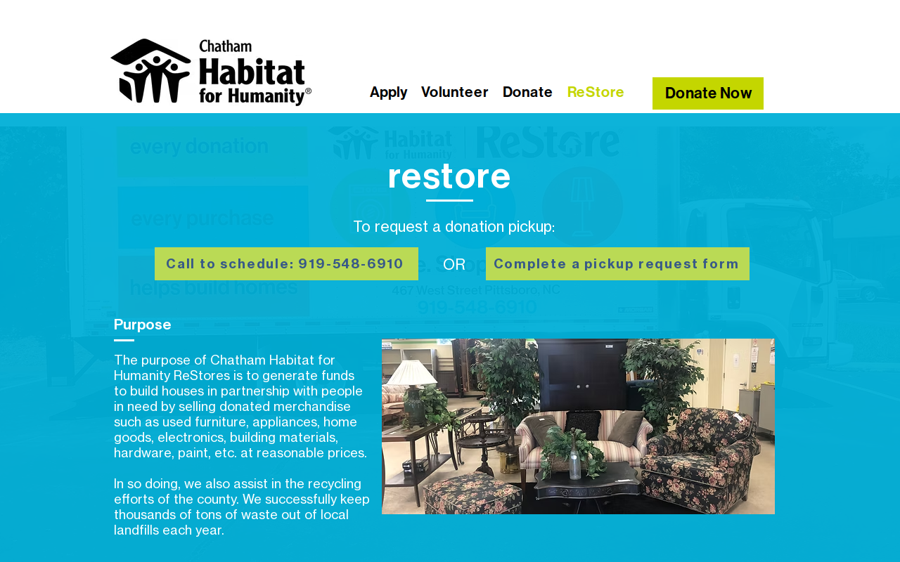 Chatham Habitat ReStore website preview