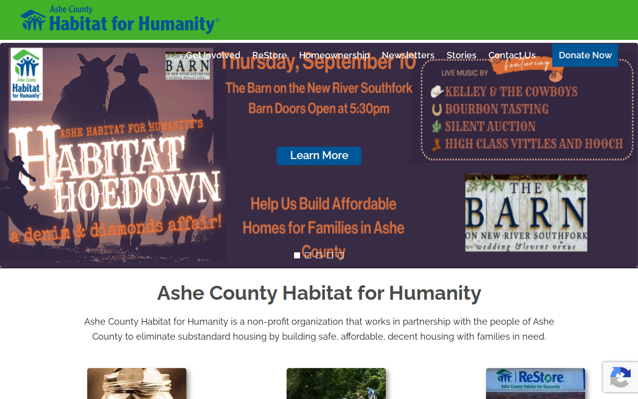 Ashe County Habitat For Humanity Restore website preview