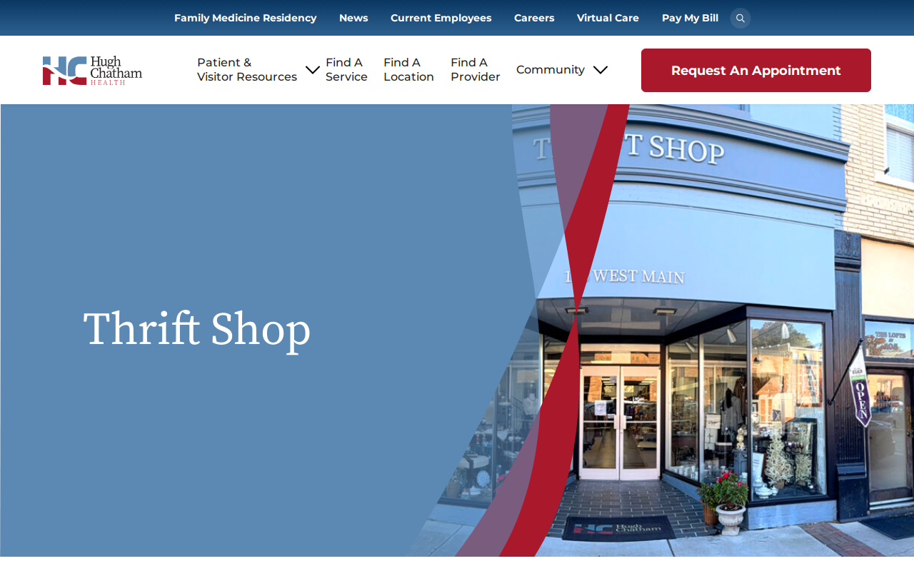 Hugh Chatham Health Thrift Shop website preview