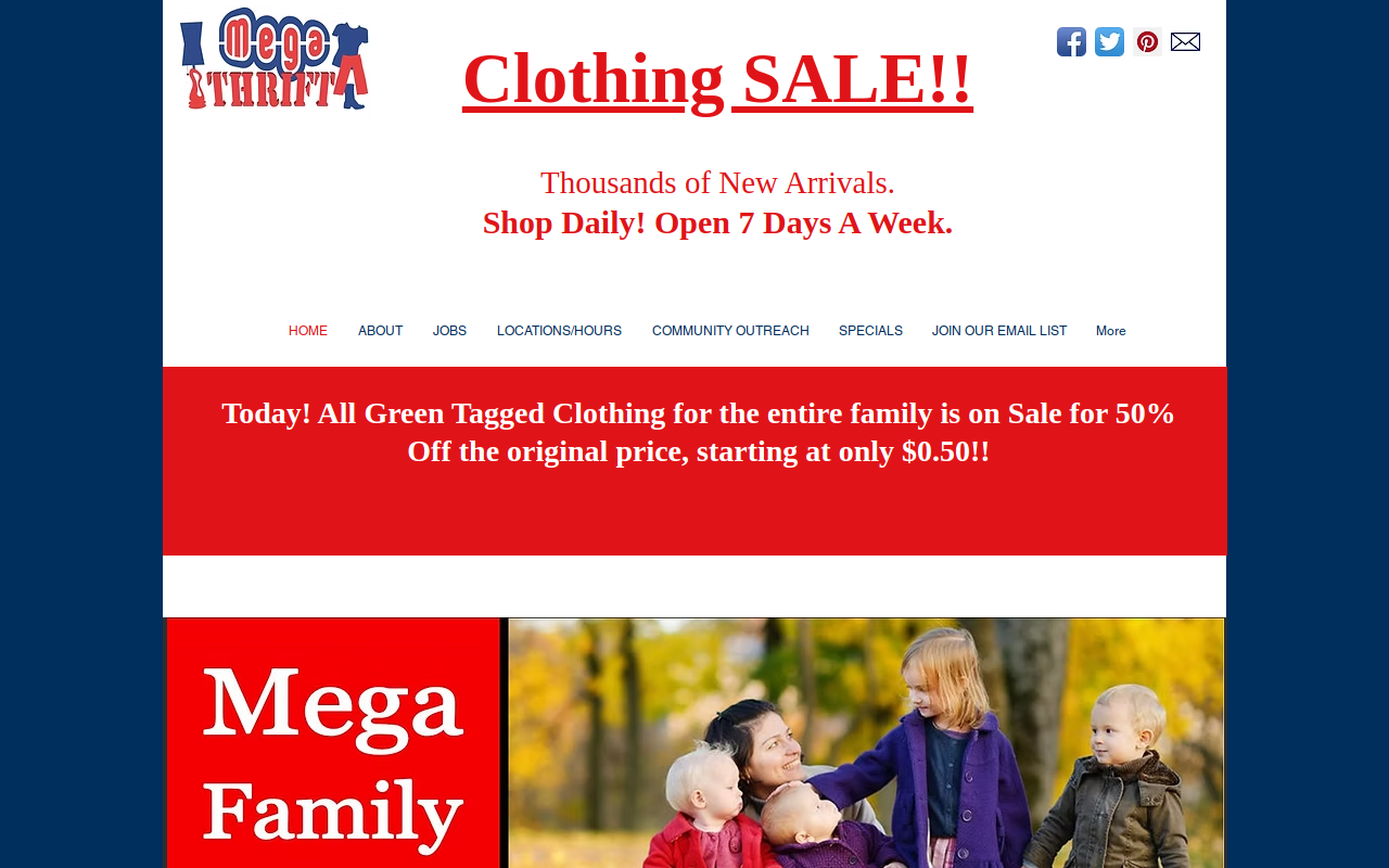 Mega Thrift website preview