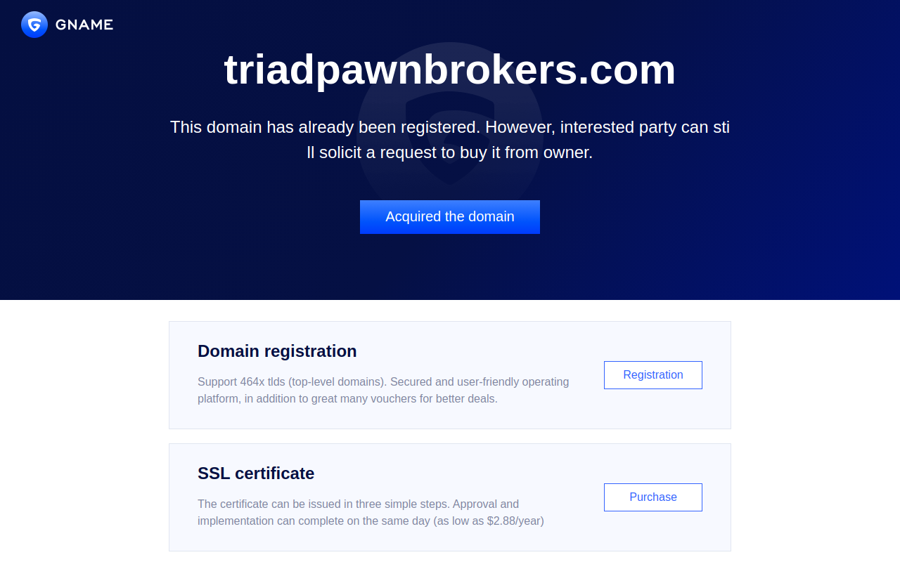 Triad Pawn Brokers website preview