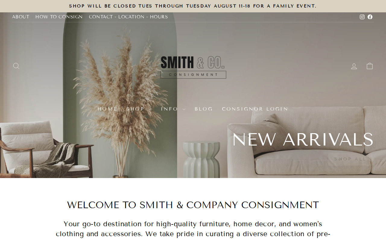 Smith & Co. Consignment website preview