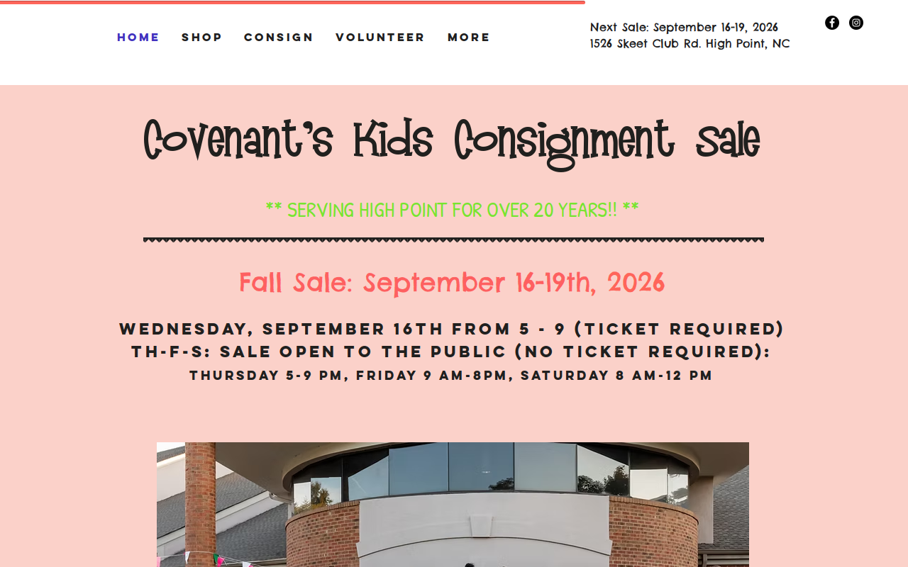 Covenant's Kids Consignment website preview