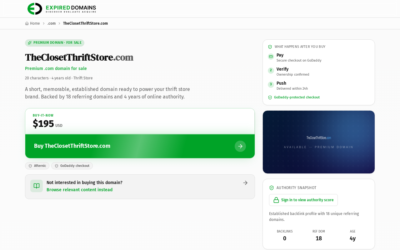 The Closet website preview