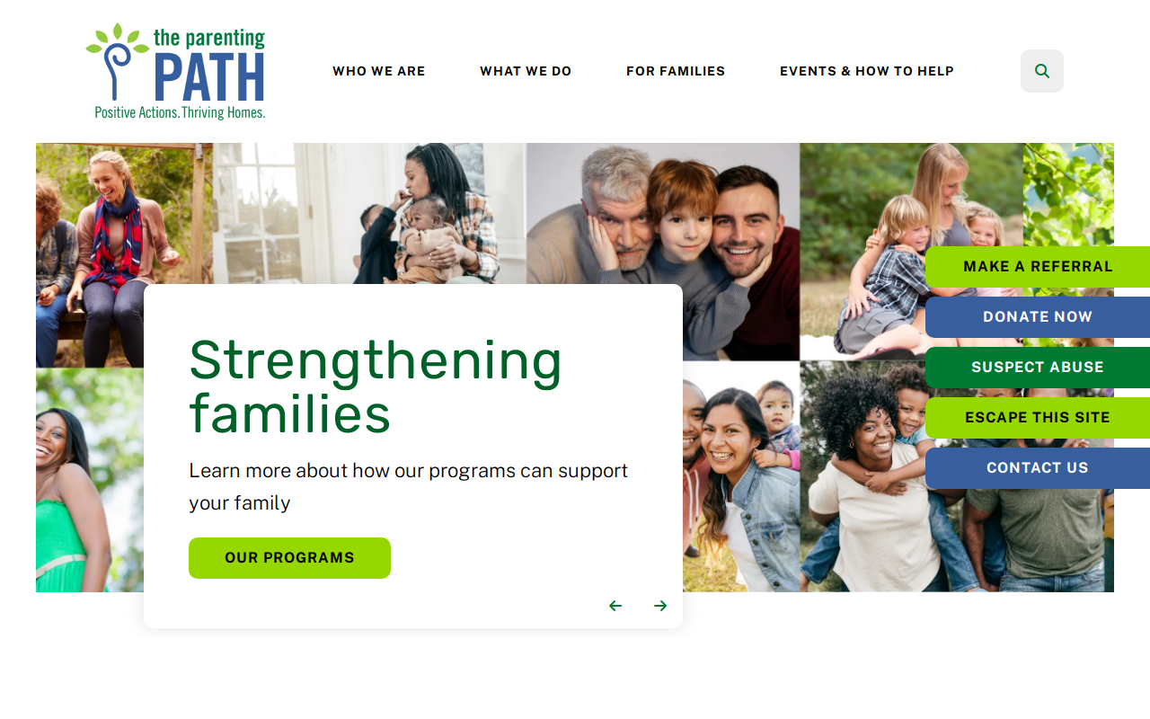 Pinwheels Thrift Store and Family Center website preview