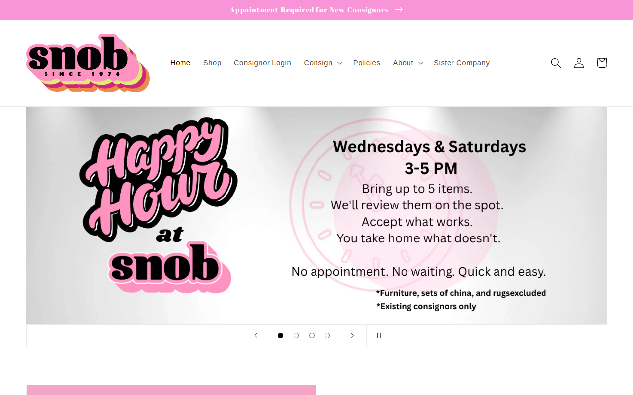 The Snob Shop website preview