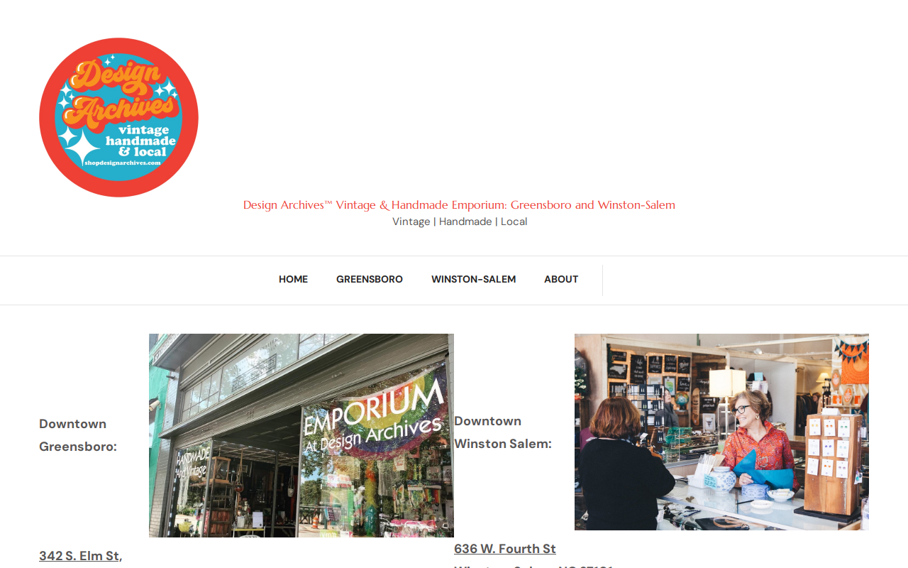Design Archives Vintage and Handmade Emporium website preview