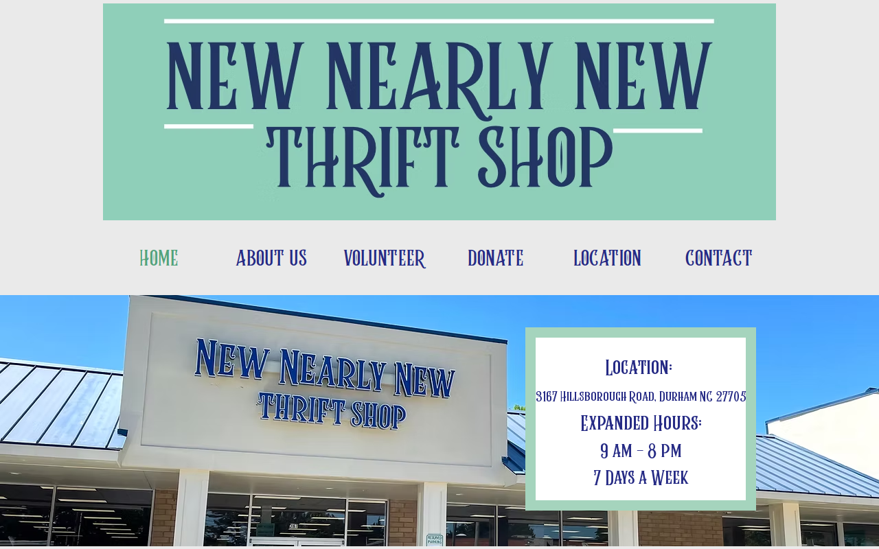 New Nearly New Thrift Shop website preview