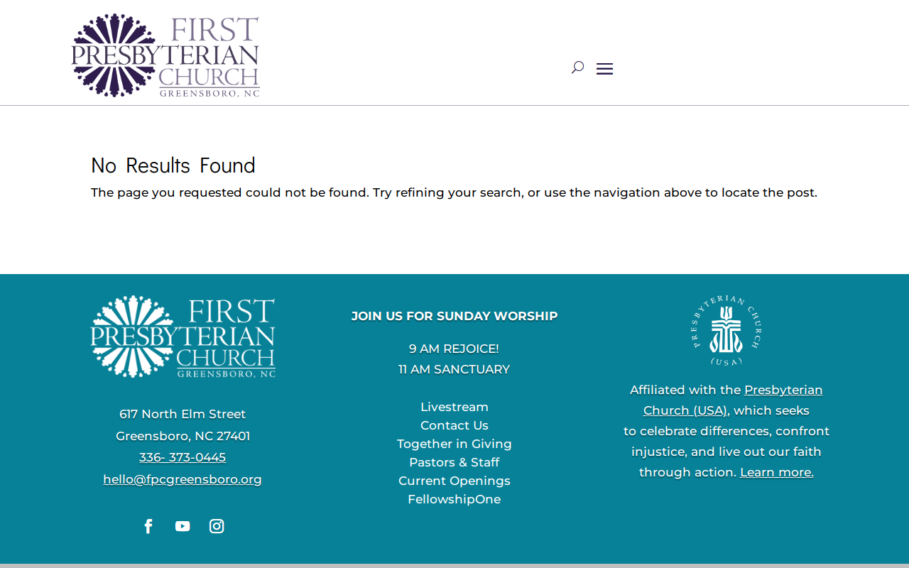 Weekday Preschool Center of First Presbyterian Church Greensboro website preview