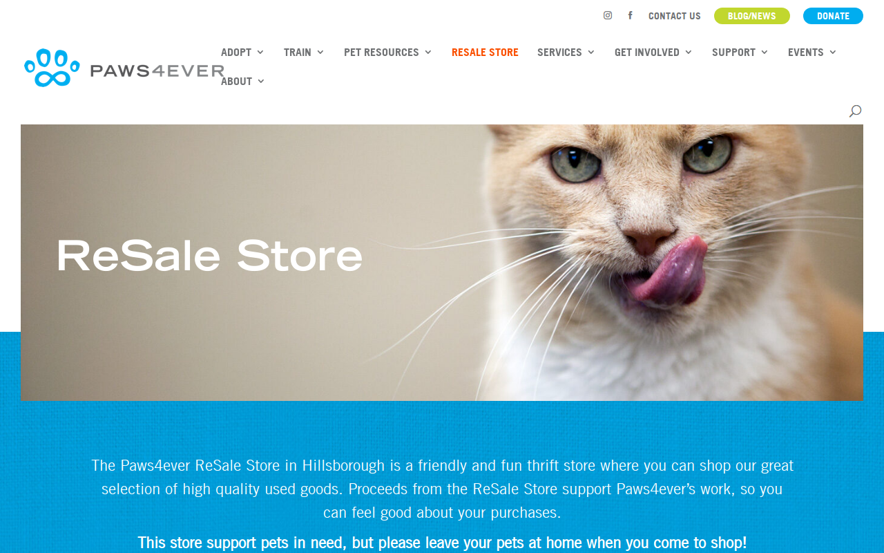 Paws4ever ReSale Store website preview