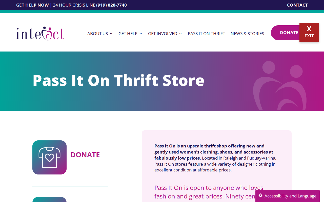 Pass It On Thrift Store website preview