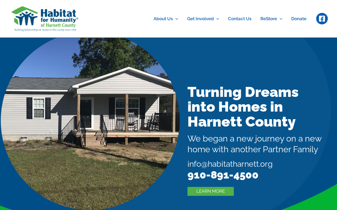 Habitat for Humanity of Harnett County website preview