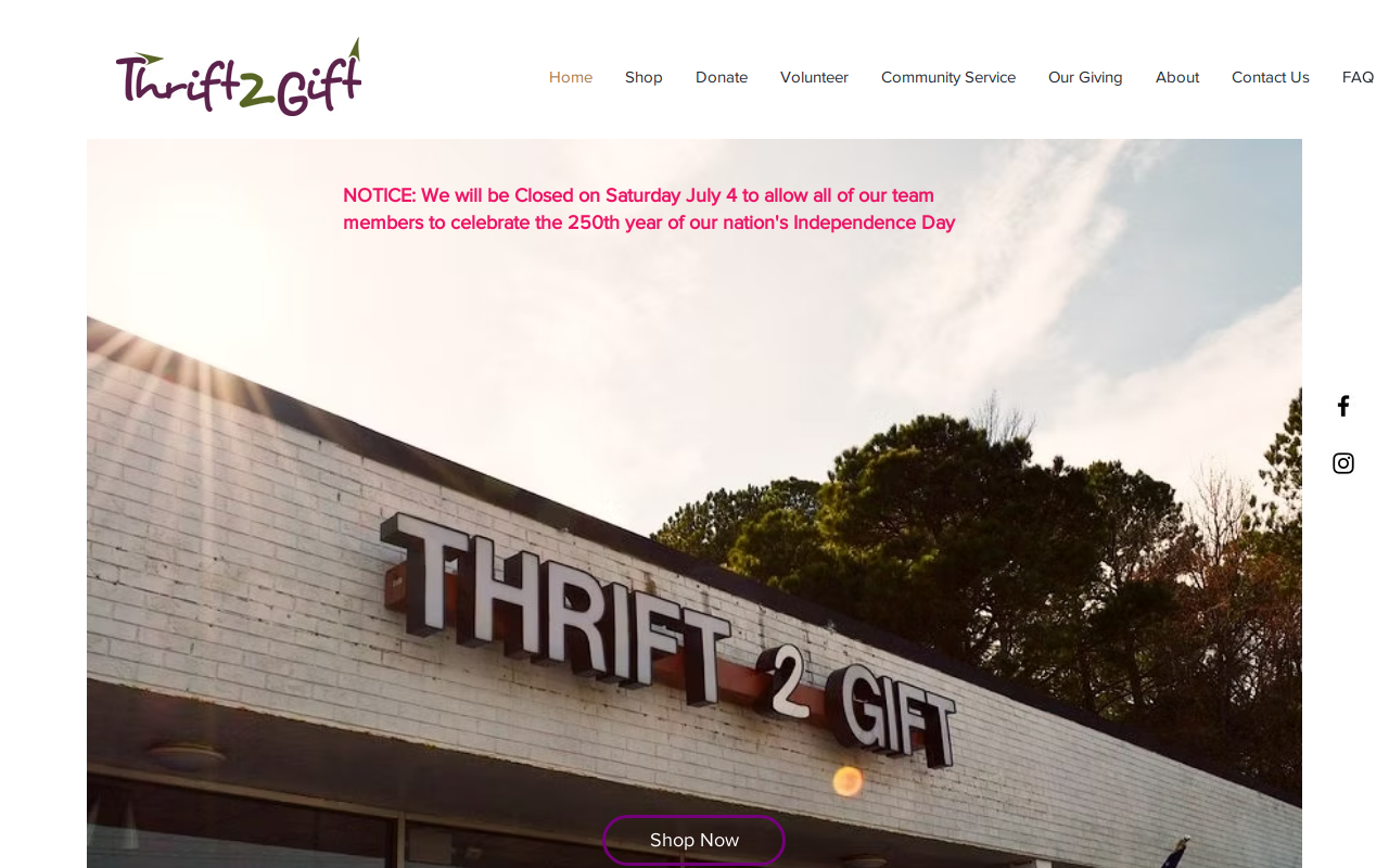 Thrift2Gift website preview