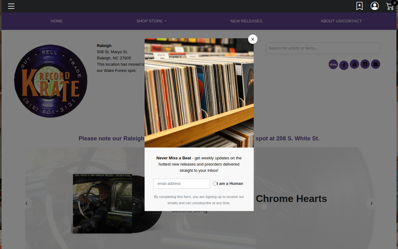Record Krate website preview