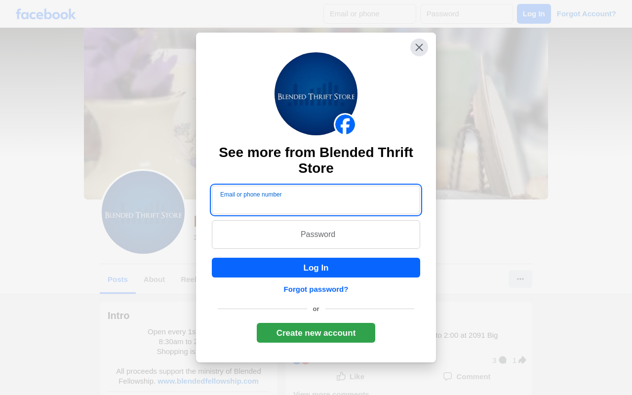 Blended Thrift Store website preview