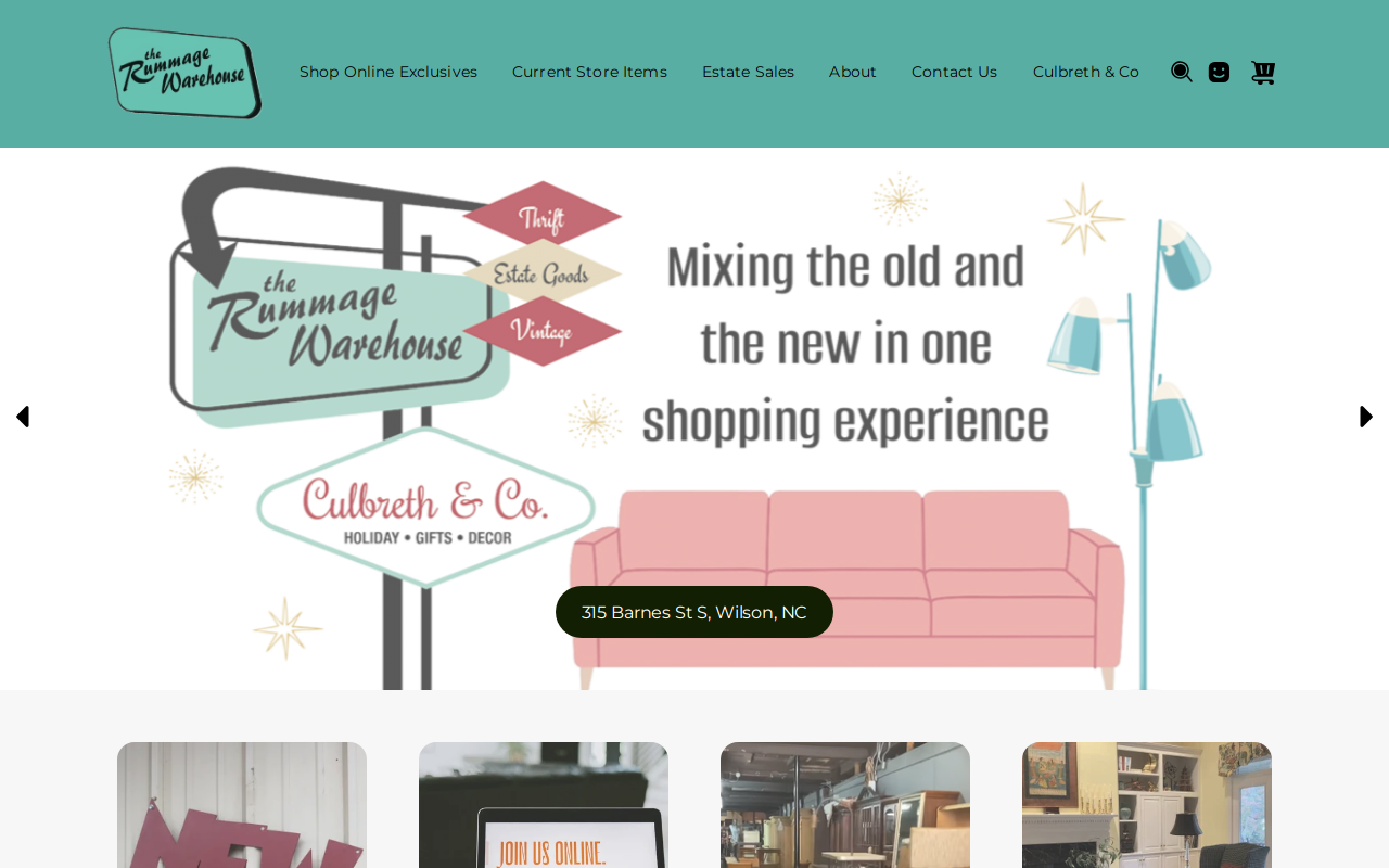 The Rummage Warehouse website preview