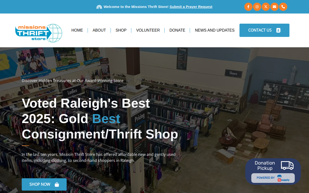 Missions Thrift Store website preview
