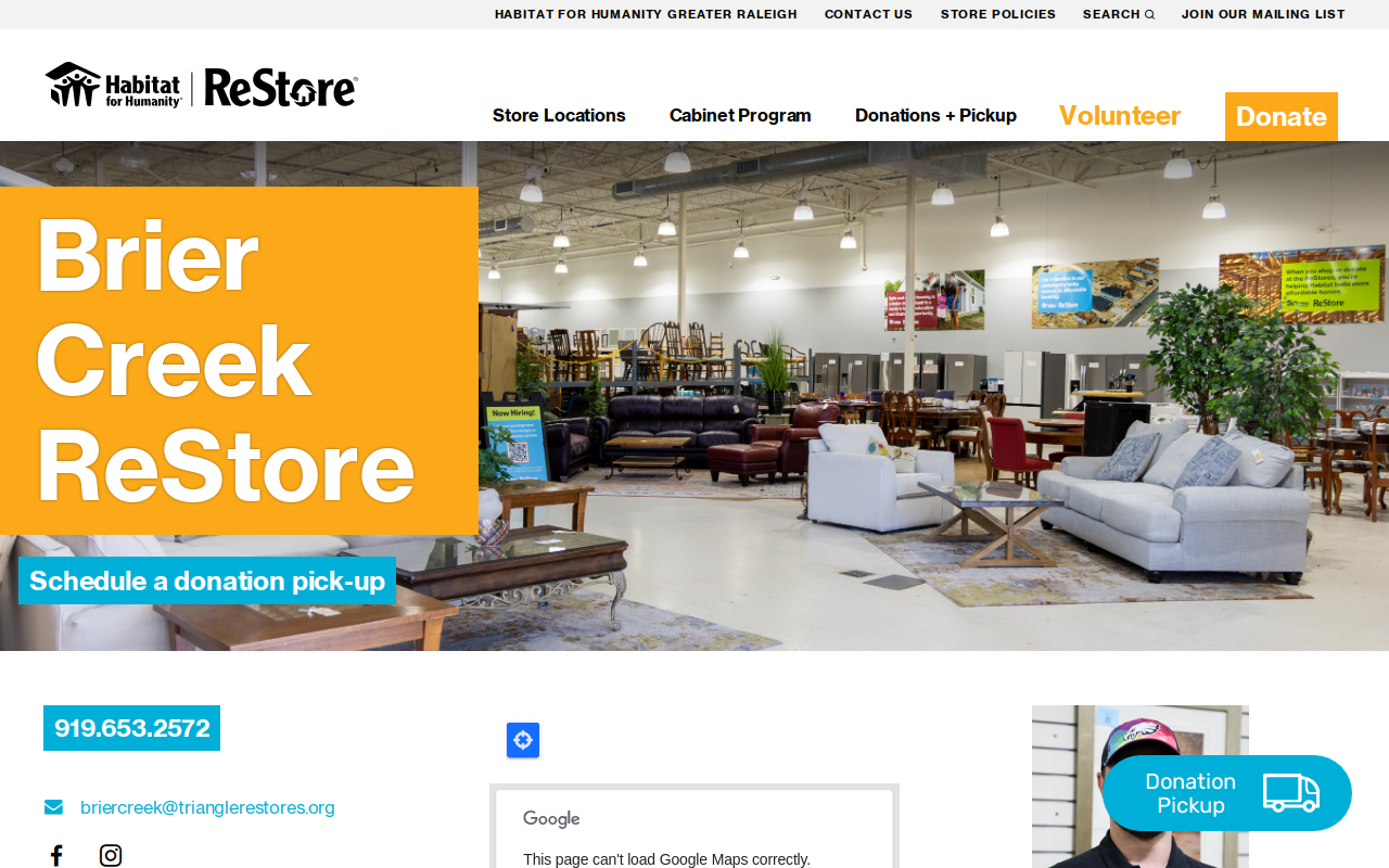 Habitat ReStore -- Brier Creek website preview