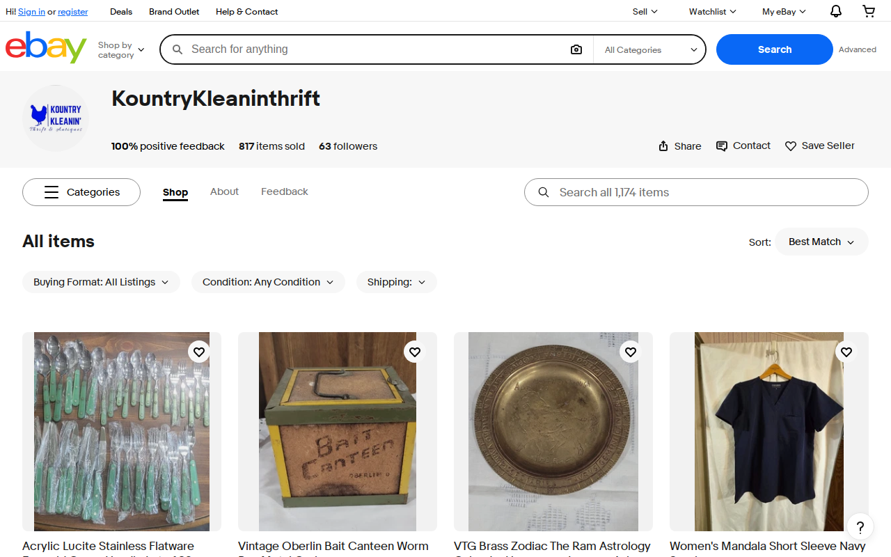 Kountry Kleanin' Thrift & Antiques website preview