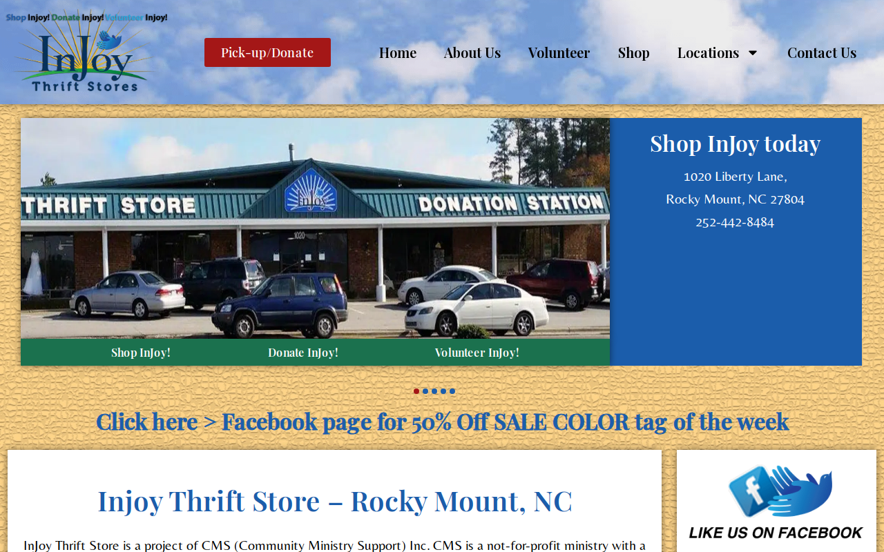 InJoy Thrift Stores website preview