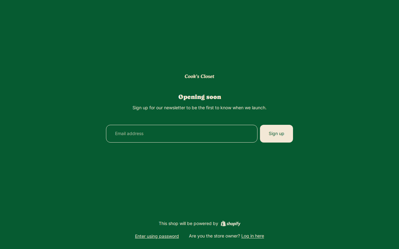 Cook’s Closet website preview