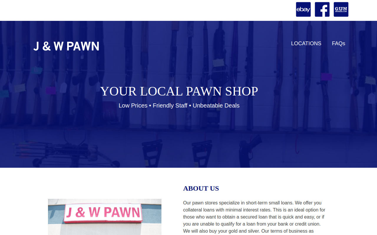 J&w Pawn website preview
