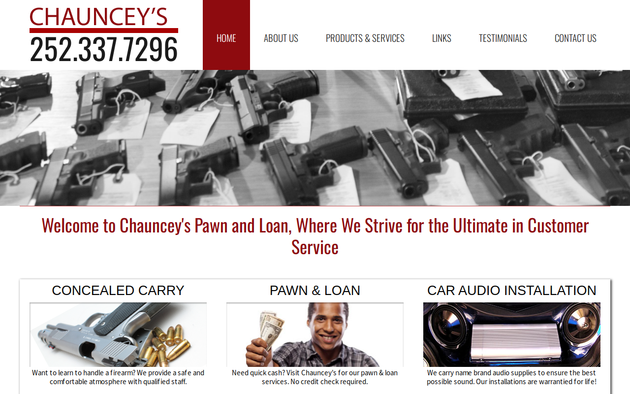 Chauncey's Pawn & Gun website preview