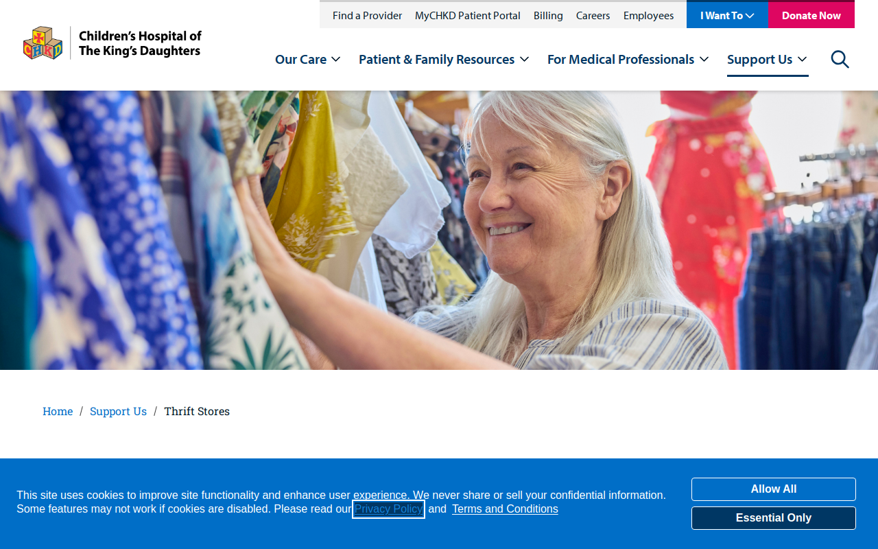 CHKD Thrift Store website preview