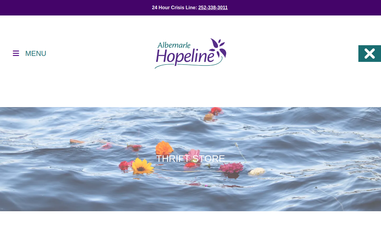 Hopeline's Clothesline Thrift website preview