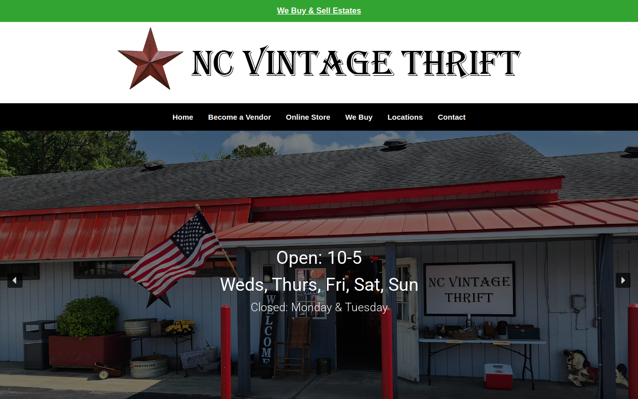 NC Vintage Thrift website preview