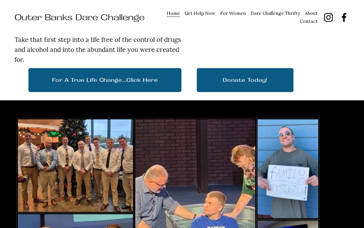 Dare Challenge Thrift Store website preview