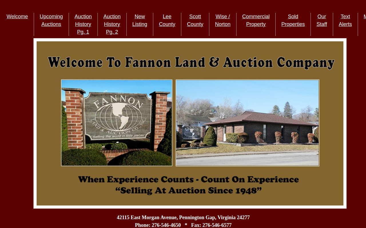 Fannon Land & Auction Co website preview