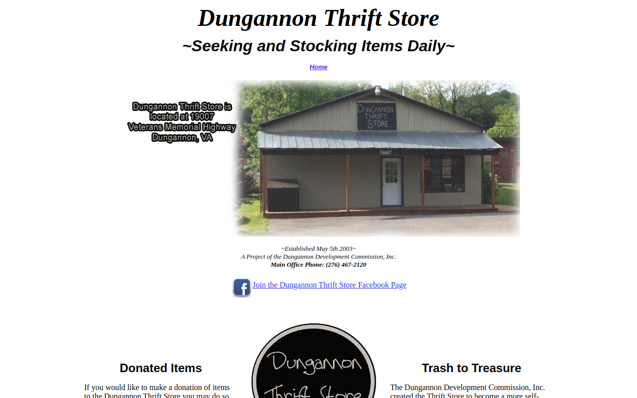 Dungannon Thrift Store website preview