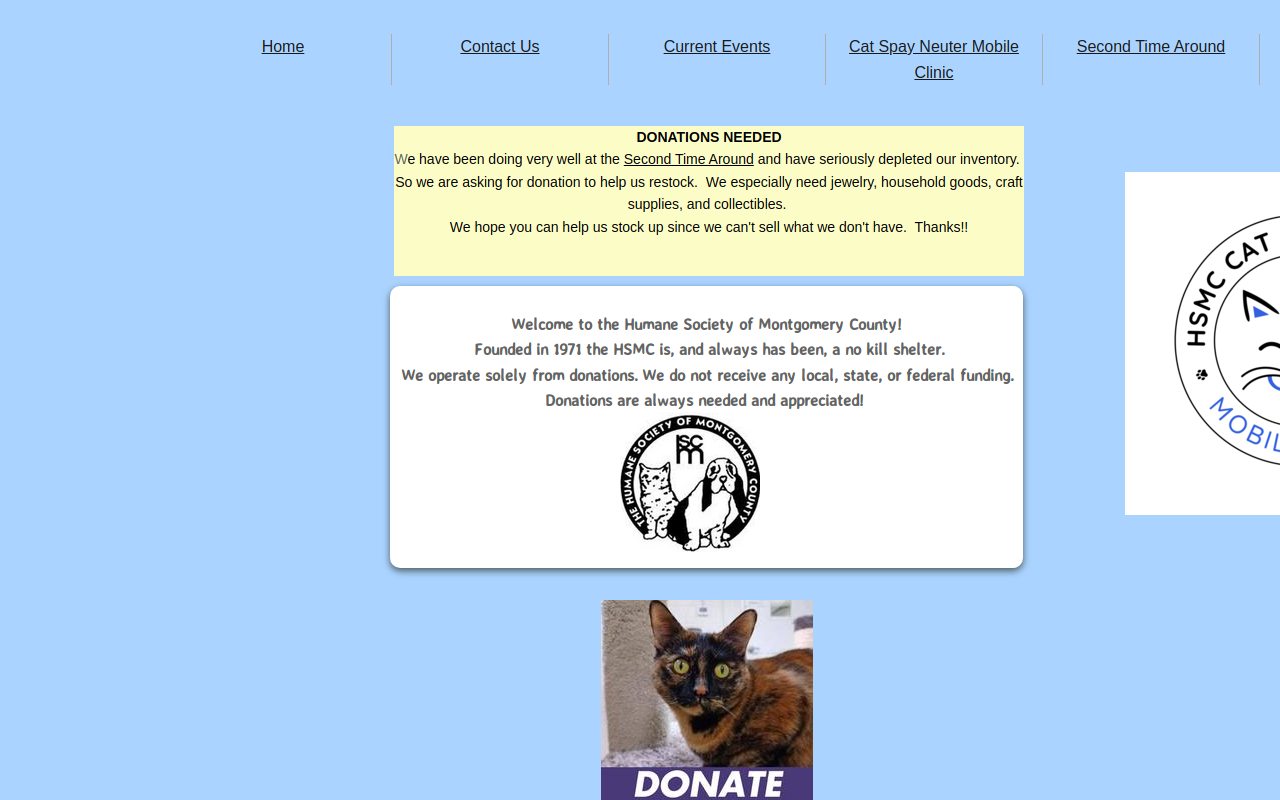 Humane Society Second Time Around website preview
