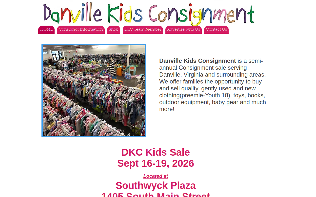 Danville Kids Consignment website preview