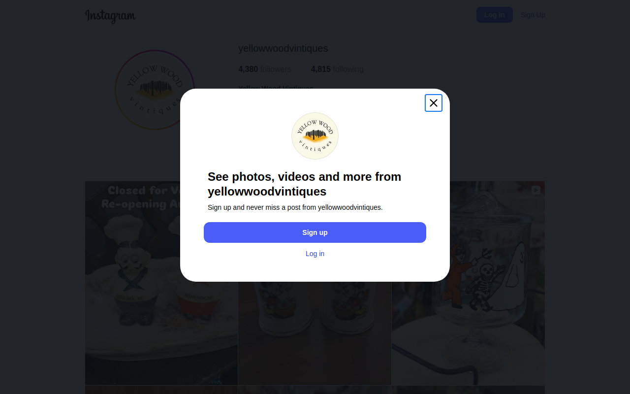 Yellow Wood Vintiques website preview
