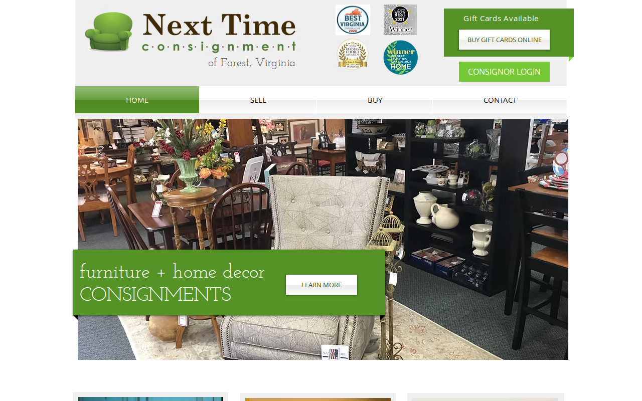 Next Time Consignment website preview