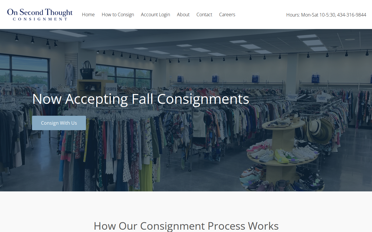 On Second Thought Consignment website preview