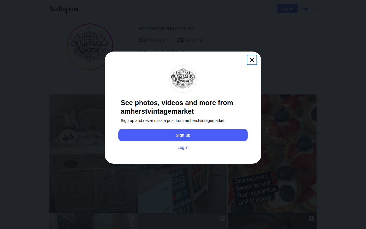 Amherst Vintage Market website preview