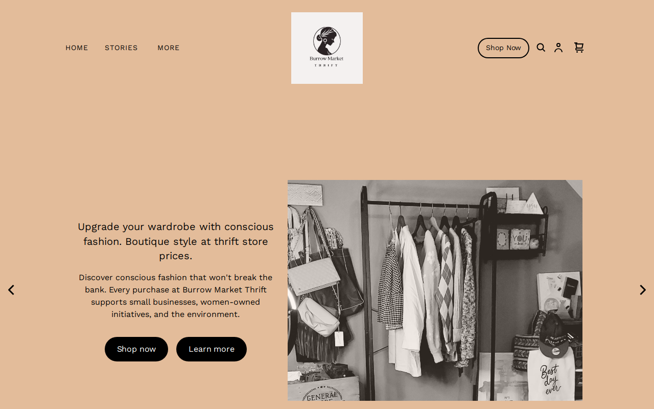 Burrow Market Thrift website preview