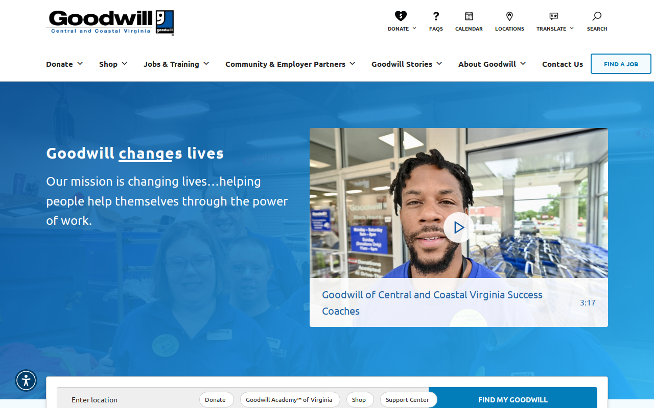 Goodwill of Central and Coastal Virginia website preview
