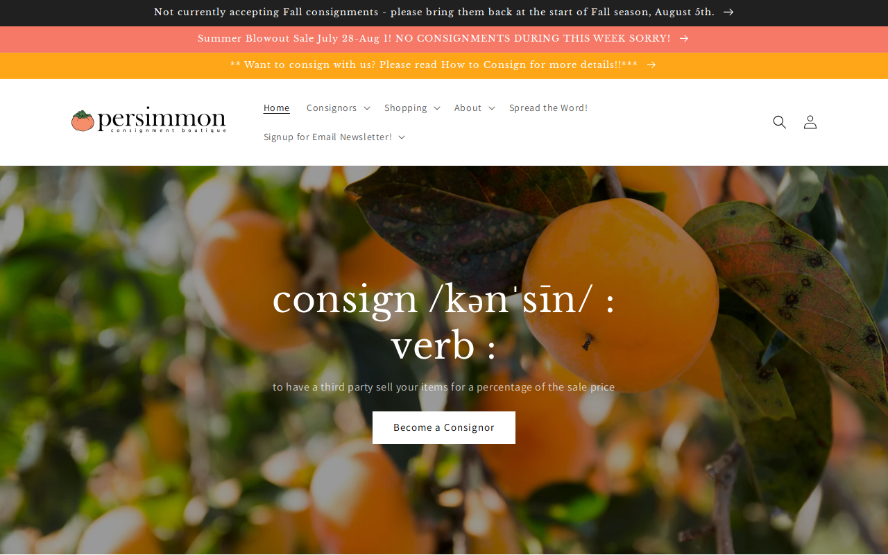 Persimmon Consignment Boutique website preview
