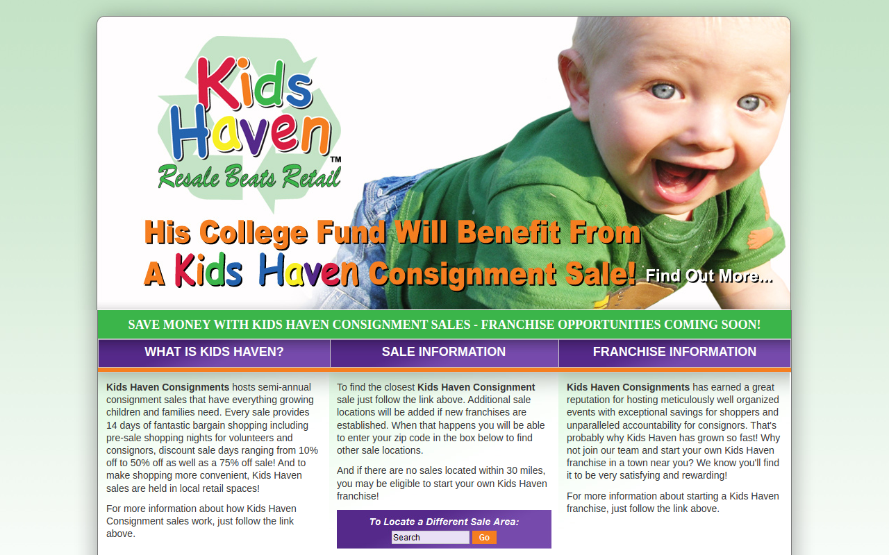 Kids Haven Consignments website preview