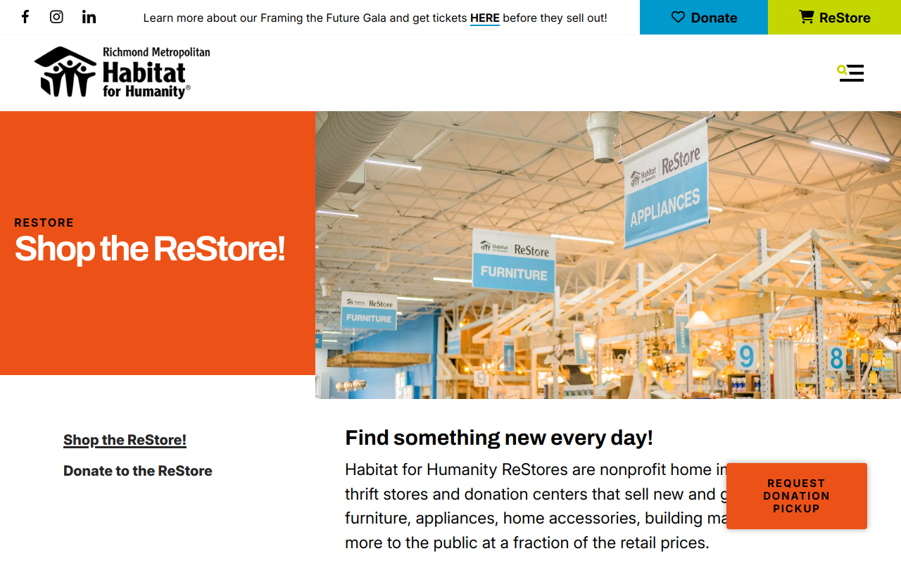 Richmond Habitat ReStore website preview